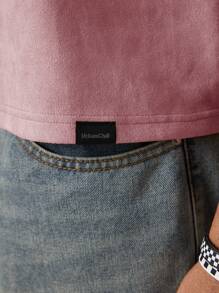 SWAVVY Men's Casual Loose Knit Number Embroidered Short Sleeve T-Shirt, Fall, 2000s Style