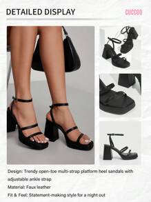 CUCCOO BIZCHIC Woman Shoes Fashionable Black Strappy High Heel Sandal For Summer Graduation Heels Prom Heels Vacation Shoes Summer Elegant Basics Business Casual Business Chic Spring Shoes Spring Break Easter
