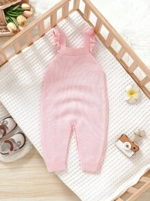 SHEIN 1pc Ruffle Trimmed Jumpsuit For Girls, Embroidered One-Piece Jumpsuit, Stylish & Sweet Outfit Baby Knit Jumpsuit Baby Girl Knitted Outfits Pink Jumpsuit For Baby Girl Baby Sweater Jumpsuit Baby Girl Overalls Fall Baby Girl Clothes Winter Outfit For Baby Girl Autumn Clothes Autumn Clothes  Winter Clothes Baby Autumn Sweater Clothes Baby Girl Winter Jumpsuit Baby Girl Sweaters Set Pink Baby Girls Knit Jumpsuit With Strap Neckline And Adorable Ruffle Details For Fall Baby Girls Pink Acrylic Jumpsuit With
