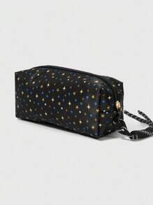 ROMWE Grunge Punk Fashionable Embroidered Heart, Eye, Wing Pattern Compact Cosmetic Bag, Portable Travel Organizer Pouch - Multicolor - View 2