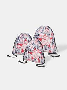 LOONEY TUNES X SHEIN Fashionable Cute Cartoon Dog Print Drawstring Lightweight Travel Organizer Bag - Multicolor - View 5
