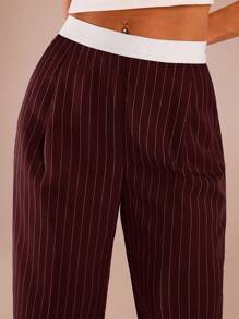 SHEIN Forever 21 春夏女士浪漫/舞会/正式/生日/90 年代/商务休闲女士/优雅/西部装/外出/时尚/休闲/千禧年/俱乐部/办公室/鸡尾酒会/复古/狂欢节/有趣/优雅/老钱/街头服饰/度假/乡村音乐会/工作/端庄/春假/单身派对/音乐会/坏人/基本款/毕业/低腰宽松直筒裤 - 酒紅色 - 查看 4