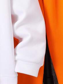 Tween Boy Casual Loose Letter Graphic Hoodie & Elastic Waist Pants Set,White Autumn Streetwear School Back-To-School 2pc Teen Boys Sweatsuit Joggers - Orange - View 4