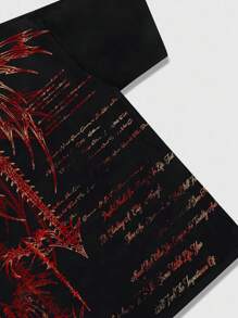 ROMWE Street Life 男士哥特式印花休闲T恤，适合春夏季 - 黑色 - 查看 5