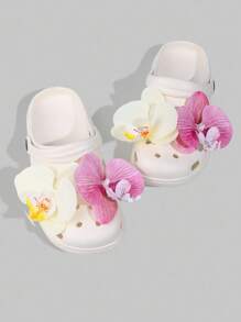 ROMWE Kawaii Set da 4 pezzi di ciondoli decorativi per scarpe con motivi tropicali floreali e farfalle, adatti per vacanze, viaggi e scarpe da festa - Multicolore - Visualizzare 6