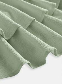 Tween 女童编织纯色泡泡褶双层连衣裙休闲吊带法式仙女裙，度假