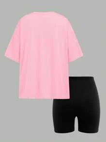 2 Pieces Set: Casual Loose Short Sleeve T-Shirt And Leggings Set For Teen Girls, Suitable For Summer Anime Girl Outfit Anime Clothes Kawaii Clothes E Girl Clothes Shoujo Girl Aesthetic - Multicolor - View 2