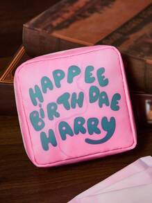 HARRY POTTER X SHEIN 1 Túi đựng đồ bằng polyester có họa tiết, có thể dùng làm hộp đựng băng vệ sinh, hộp đựng đồ điện tử, túi đựng đồ nhỏ, họa tiết Tử thần Halloween, kẹo sôcôla nhiều vị, Hedwig, ếch sôcôla, bánh sinh nhật, đồ dùng học tập - Hồng - Xem 7