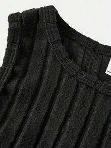 SHEIN Girlism 少女三件套秋冬/休闲街头/黑色纯色高低下摆连帽卫衣和迷彩印花裤和背心 - 灰色 - 查看 3