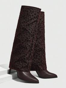 CUCCOO SZL Cuccoo Pointed Toe Thigh High Slim Heeled Knee-High Boots, Sexy Rider Boots For Women - Coffee Brown - View 10