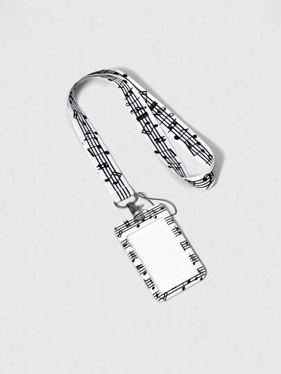 Grunge Punk 1pc Y2K Punk Style Black & White Piano Design Women Card Holder & Card Sleeve, Necklace Strap, Can Hold Transportation & ID Cards, Suitable For Mobile Phone Lanyard