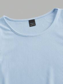 SHEIN EZwear 4件組女款性感極簡基本款短版緊身背心，適合夏季健身，黑色、粉色、水藍色、白色 - 彩色 - 查看 8
