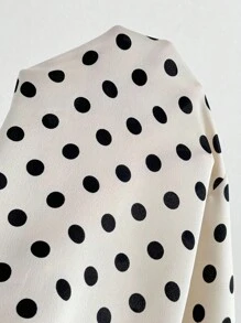 EMERY ROSE 女士波点缎面简约衬衫，不对称下摆，波点衬衫，波点上衣，休闲春季大学秋季女装 - 彩色 - 查看 7