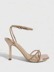 CUCCOO SZL Cuccoo 女士时尚方头水钻踝带凉鞋 - 玫瑰金 - 查看 8