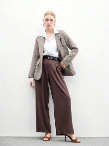 CUCCOO BIZCHIC 女式棕色仿麂皮金扣装饰时尚舒适圆头高跟穆勒凉鞋 - 棕色 - 查看 10