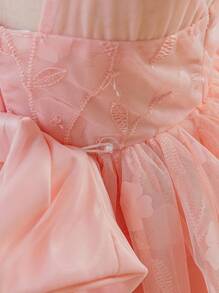 Glamorique Kids Neues Mädchen Jacquard-Netz-Prinzessinen-Kleid, geeignet für Baby Mädchen Alltag, Geburtstagsparty, Hochzeit und andere Anlässe - Pink - Übersicht 9