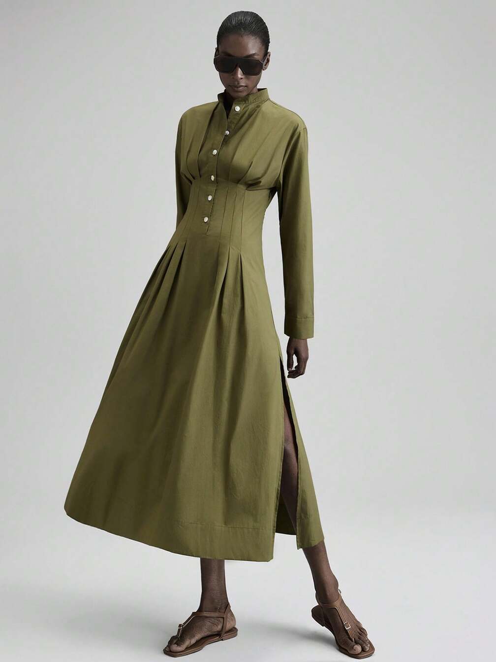 olive green church dress Newshows Womens Long Sleeve Casual Dresses 2025 Business Work Teacher Fall  Church Belted A Line Flowy Midi Dress(Army Green-1,Small) at Amazon Women's  Clothing store