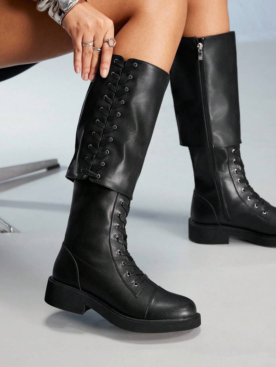 CUCCOO GRLICON 1 Pair Women's Chunky Heel Lace-Up Design Fashionable Boots
