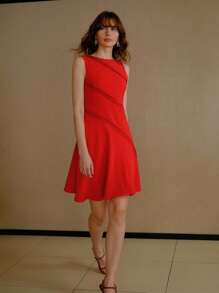 MOTF STUDIO VESTIDO CORTE SESGADO LÍNEA A - Rojo - Ver 1