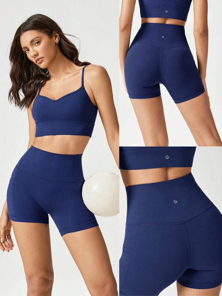 4.3" FeatherFit™ Anti-Slip Pocket Bike Shorts Non Front Seam Low Impact Cycling Running Gym Workout