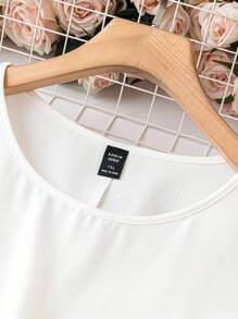 SHEIN LUNE Plus Size Elegant Solid Color Ruffle Trim Blouse For Summer - White - View 5