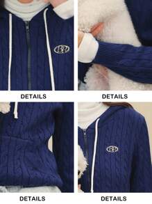 Briarwyn Women's Casual Versatile Drawstring Hooded Cardigan,Fall,Back To School,Old Money Style,Teacher - Royal Blue - View 8