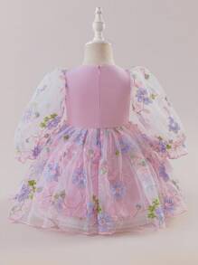 Glamorique Kids Baby Girls Flower Bridesmaid Dress, Wedding, Flower Girl,Summer Dress,Embroidered Flowers,Party Performance,Suitable For Formal Occasions, Baby Girl Floral Dress Baby Flower Dress Infant Floral Dress Fairy Baby Dress