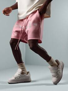 PLAYBOY X SUMWON Summer Festival Drawstring Loungewear Shorts Streetwear Rhinestone Graphics Casual Comfort Urban Style - Pink - View 5