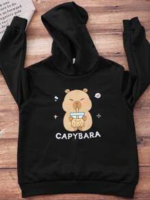 Sudadera con capucha de la serie Capibara linda para niñas, en combinación de colores, para primavera/otoño - Multicolor - Ver 5