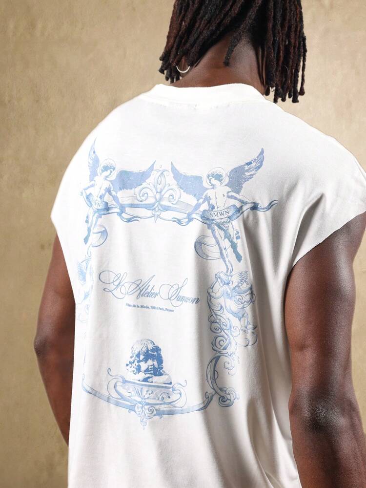 Regata Boxy Fit com estampa de anjo