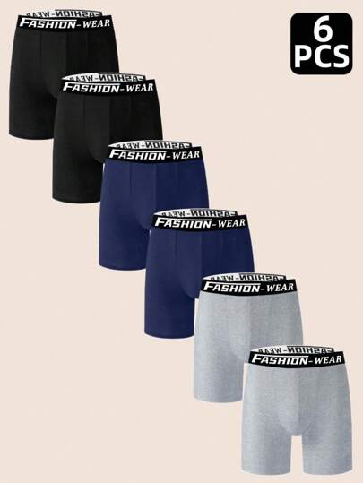 Manfinity Underwear&Sleepwear Basics 6条装男士纯色字母腰带三角内裤