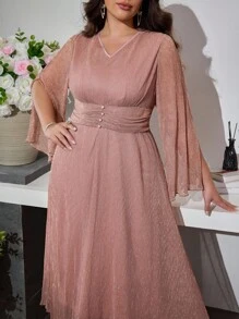 Modelyn Elegant Gold Glitter Party Dress Fall Cloth For Women - Champagne - View 7