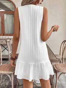 EMERY ROSE Vestido casual de mujer con decoración de volantes sin mangas para verano con botones delanteros