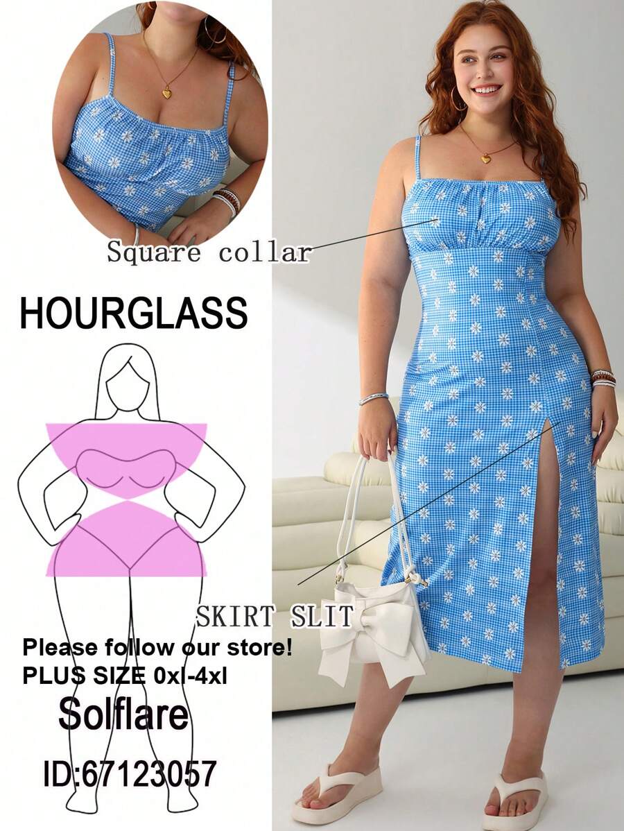 SHEIN EZwear Ditsy Floral Blue Summer Slip Dress - Multicolor - View 1