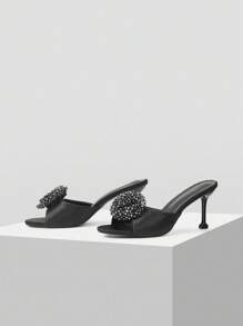 MOTF PREMIUM APPLIQUES PU LEATHER HEELED SANDALS - Black - View 4