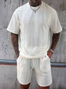 Manfinity CasualCool Bộ 3 áo thun tay ngắn nhăn mùa hè cho nam - Màu be - Xem 1