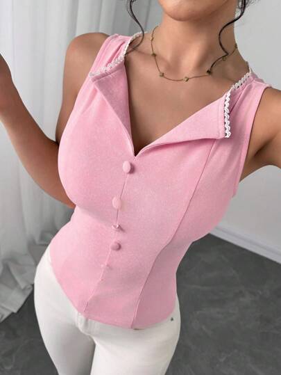 Modelyn Women's Fashion Elegant Sleeveless T-Shirt, Soft & Stretchy Material Cute Pink Top Pink Sleeveless Top Women Pink Top Girly Pink Top Cute Tops For Women,Women Stylish Casual Fall Autumn Outfits, Cute Vintage Modest Women Outfits, Back To School School Outfits, Back To School Dresses, Women Teacher Outfits