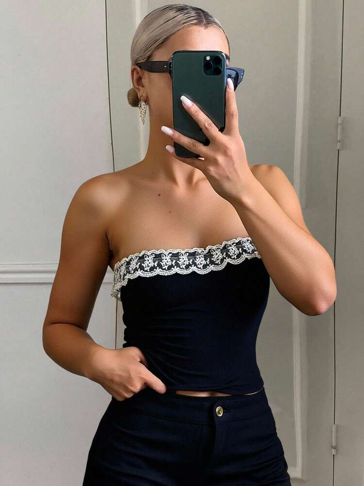Women's Fashion Floral Lace Patchwork Camisole Top Vacation Cruise Outfit For Women