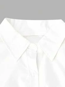 Teen Girls' Solid Color Long Sleeve Single-Breasted Pleated Casual Shirt Fall Winter