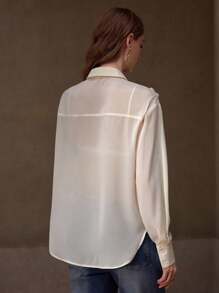 MOTF PREMIUM APPLIQUES BUTTON UP SHIRT - Apricot - View 3