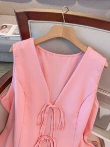 GlowEve CURVE Plus Size Elegant Solid Color Tank Top & Mini Skorts 2 Pieces Set, Summer - Pink - View 8