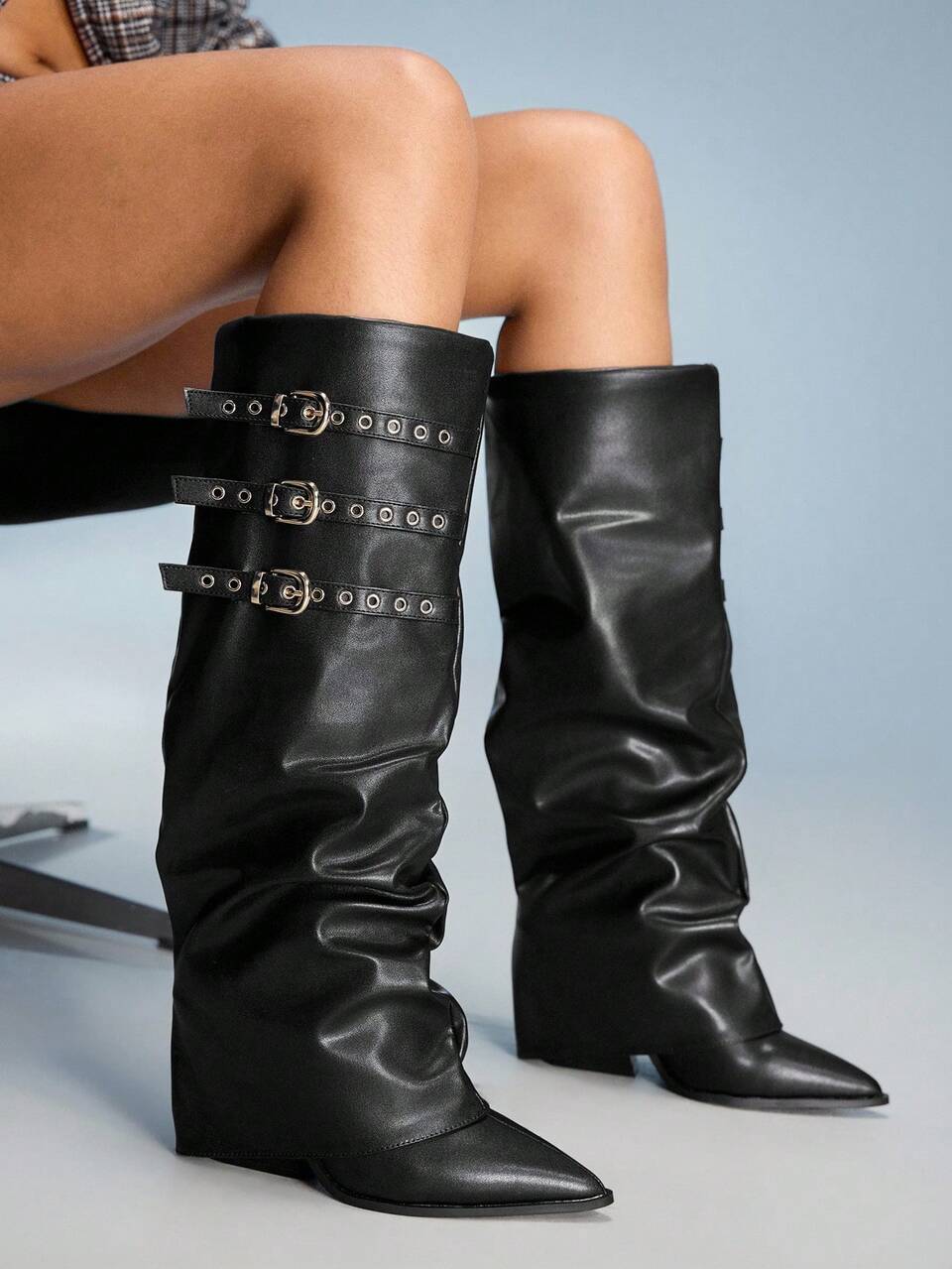 CUCCOO GRLICON Women's Over-The-Knee Boots, Y2K Style, Punk Rock, Biker, Cool Girl, Suitable For Halloween, Christmas, Party Occasions