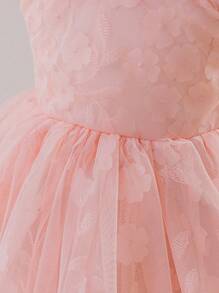 Glamorique Kids Neues Mädchen Jacquard-Netz-Prinzessinen-Kleid, geeignet für Baby Mädchen Alltag, Geburtstagsparty, Hochzeit und andere Anlässe - Pink - Übersicht 6