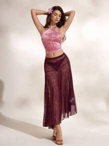 Umamao Estudio Women Sleeveless Backless Halter Top, Suitable For Summer Y2K 2000s Top, Back To School Club Sexy Top - Pink - View 6