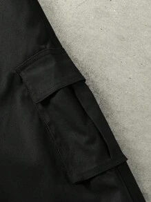 STYNVO 男士纯色长袖拉链领棒球夹克和裤子休闲西装套装男士两件套黑色套装男士机能运动男士工装套装男士两件套补丁，送给男朋友的一份好礼物，秋季服装 - 黑色 - 查看 4