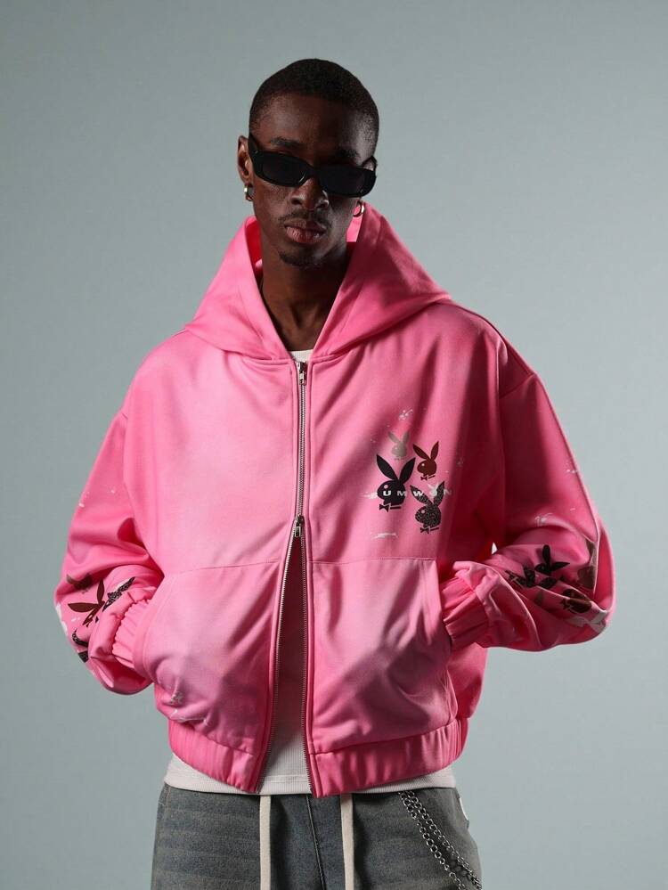 PLAYBOY X SUMWON Full Zip Hoodie With Bunny Logo Print Lightweight Streetwear Spring Autumn Festival Jacket Casual Urban Outerwear