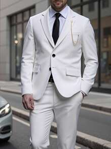 Manfinity Mode Terno de Jaqueta e Calça de Cor Sólida Simples Masculino, Traje para Festa/Negócios