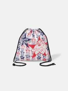 LOONEY TUNES X SHEIN Fashionable Cute Cartoon Dog Print Drawstring Lightweight Travel Organizer Bag - Multicolor - View 1