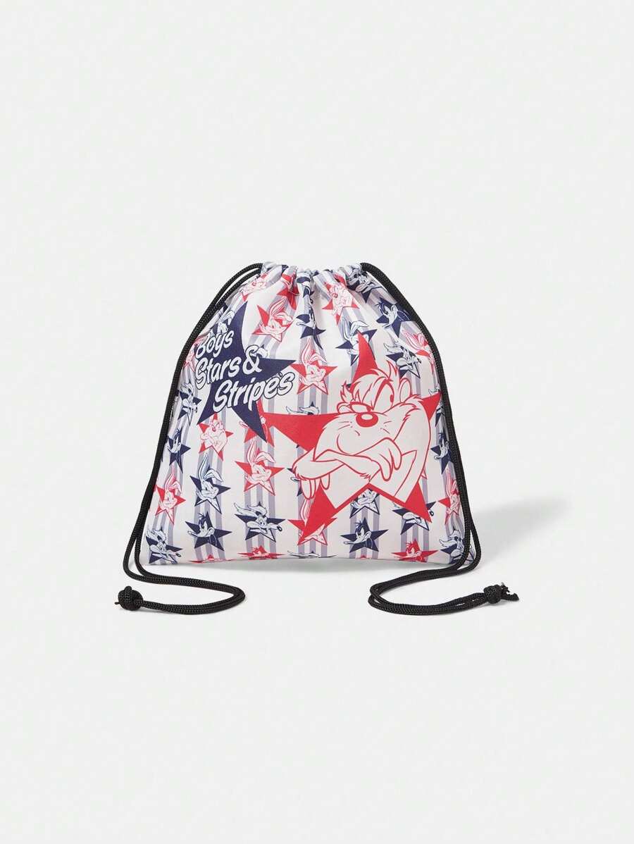 LOONEY TUNES X SHEIN Fashionable Cute Cartoon Dog Print Drawstring Lightweight Travel Organizer Bag - Multicolor - View 1