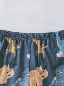 6 件套婴幼儿男童可爱卡通恐龙印花休闲舒适睡衣套装、长袖衬衫和长裤 - 彩色 - 查看 7